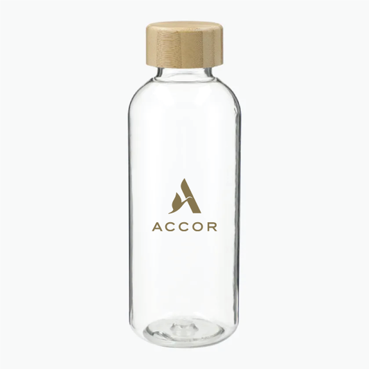 Sona RPET Reusable Bottle w/ FSC Bamboo lid - 22oz - Accor branded